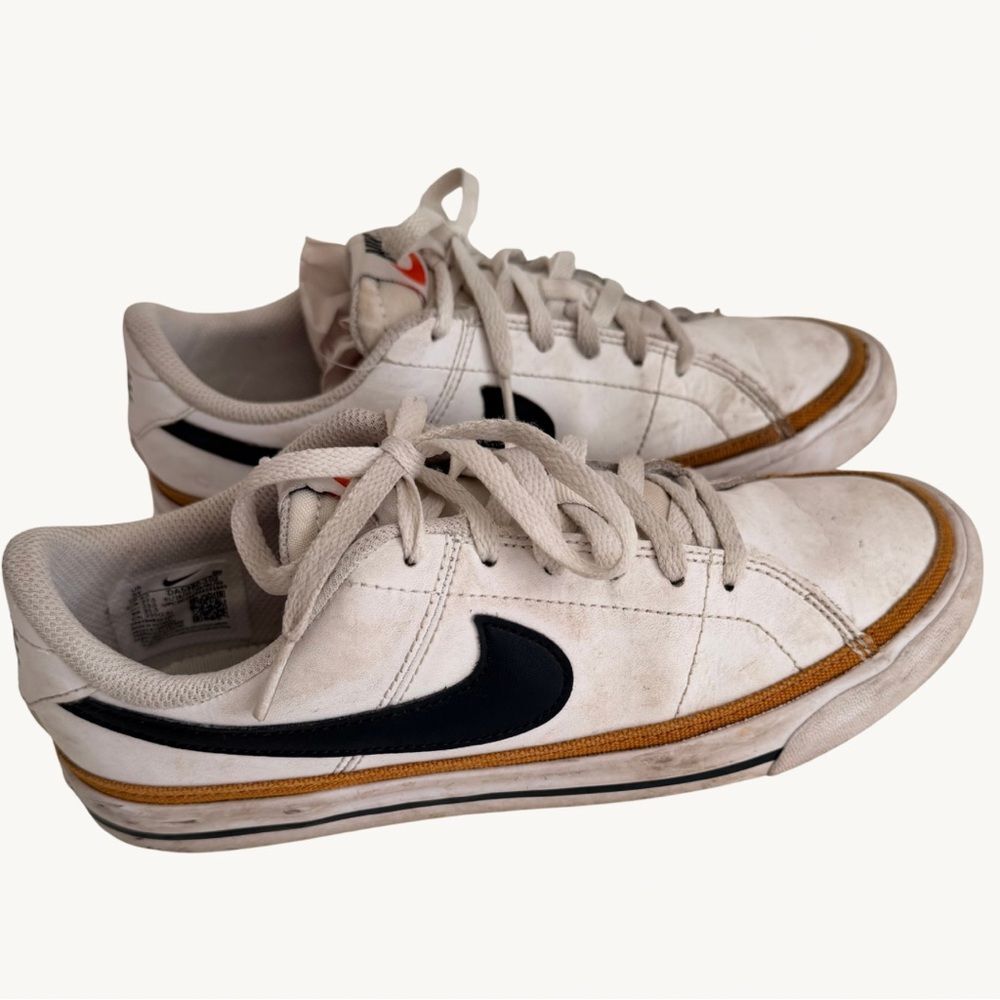 Nike Court Legacy Sneakers Youth 5 Black White Leather Casual